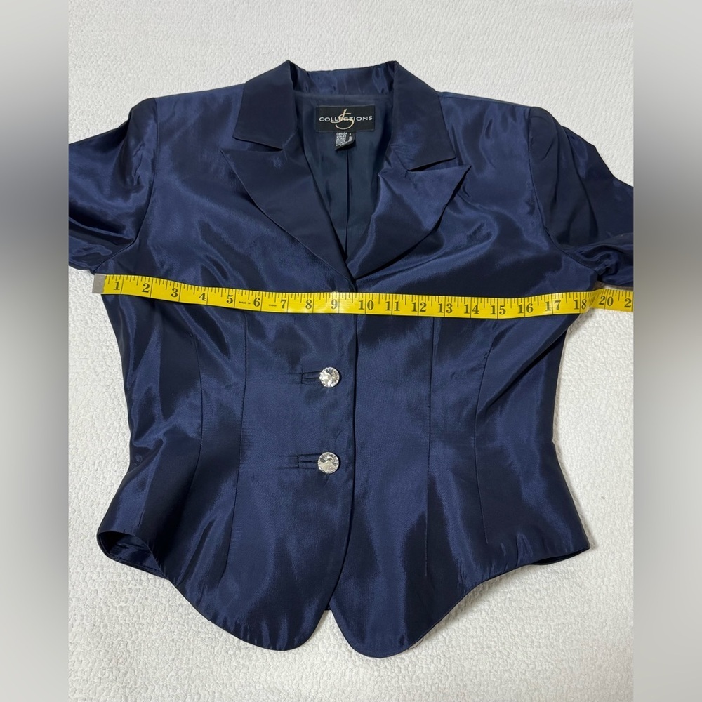 JS Collection Sz 8 Navy Blue Metallic Short Blazer - Picture 8 of 14